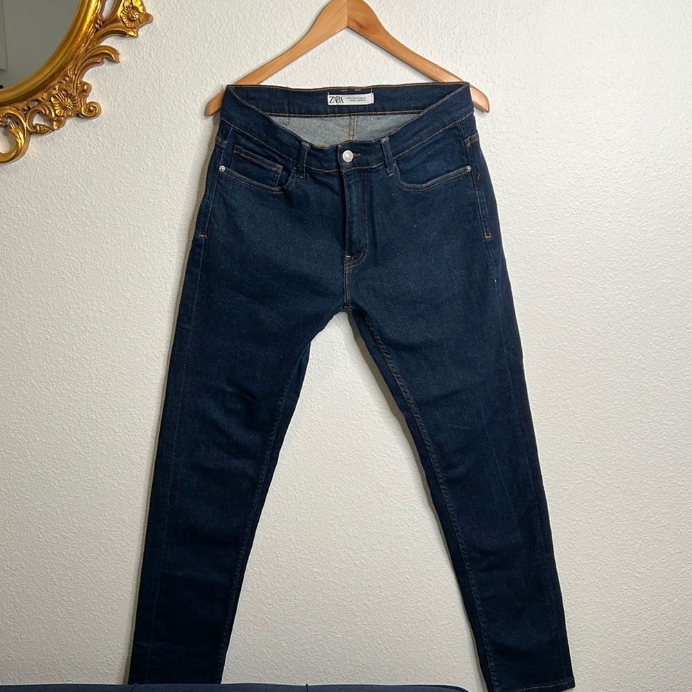 ZARA Jeans Men Size 32 Dark Blue Denim Skinny